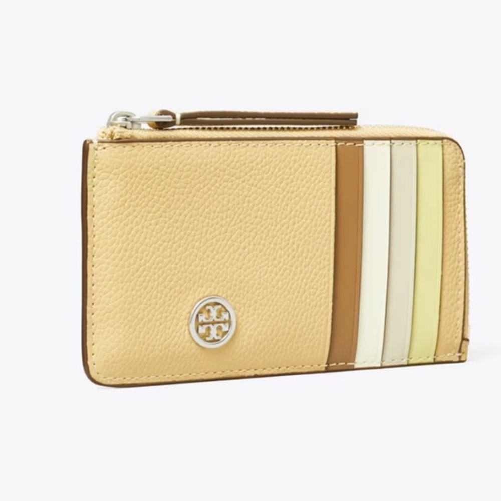Tory Burch ROBINSON PEBBLED TOP-ZIP CARD CASE